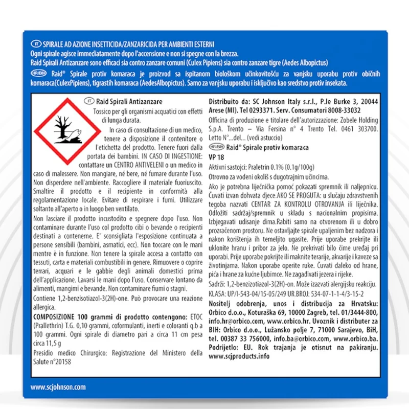 Spirali antizanzare confezione 10 pezzi per esterno