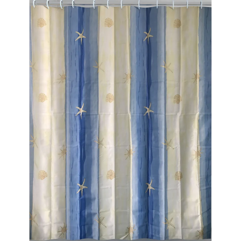 Tenda doccia bagno in poliestere oltremare beige/azzurro