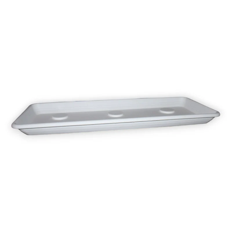Sottovaso rettangolare 95 cm in resina bianca resistente moderno da giardino