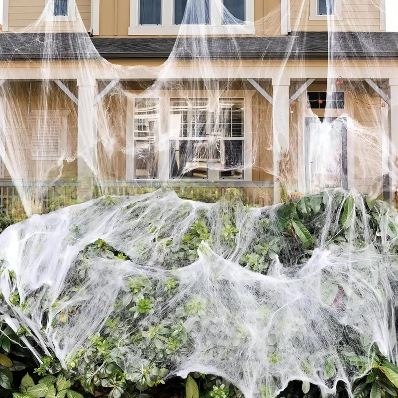 Halloween Artificial Spider Web with Spiders, Indoor and Outdoor Decoration