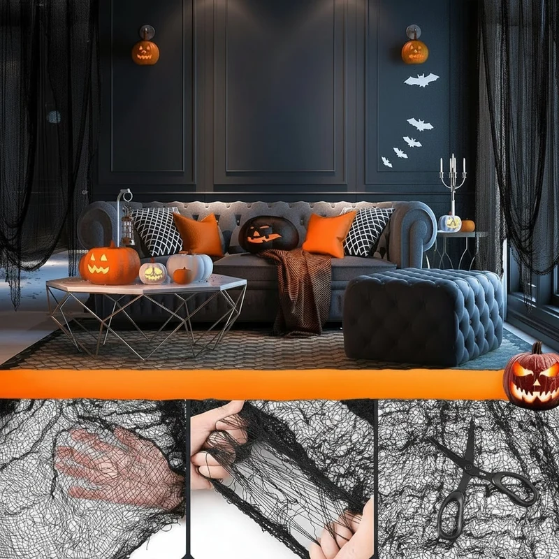 Halloween Decorative Cobweb Gauze for Draping at Parties and Indoors