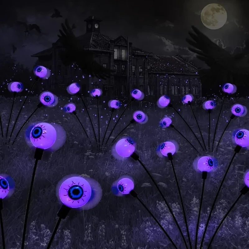 Halloween Solar Garden Lamps, Glowing Eye Spheres for Garden Decoration, Outdoor Lights