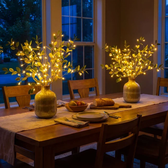 Kunsttakken met lichtjes – buigbare olijf- of wilgentakken voor in een vaas