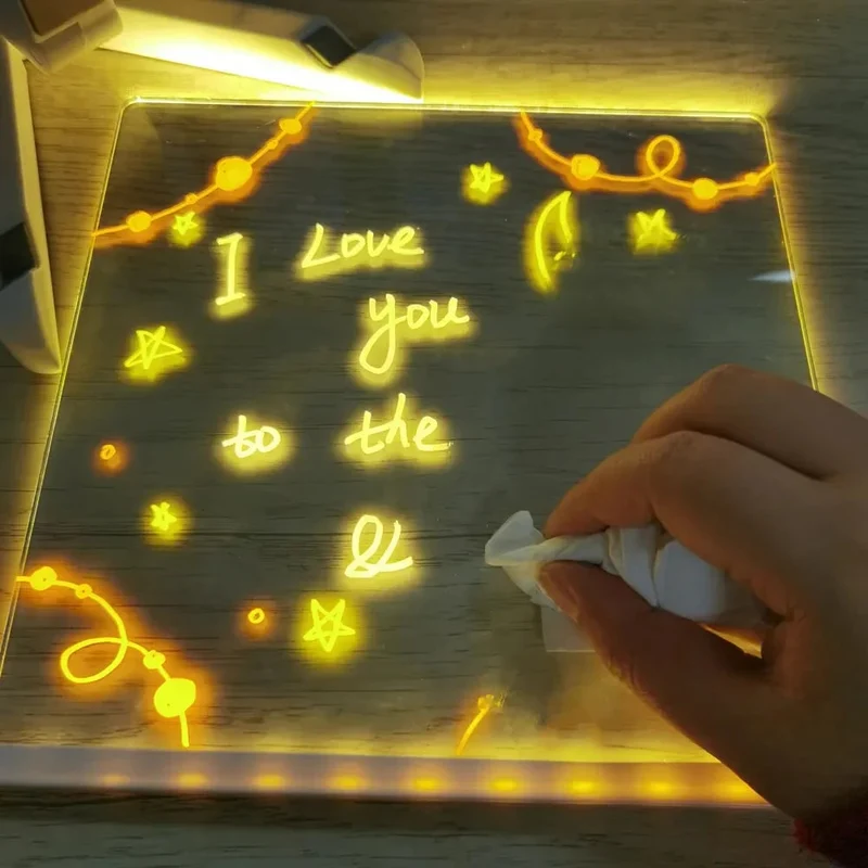 Acrylic LED Dry-Erase Drawing Board for Children with Stand and USB Power