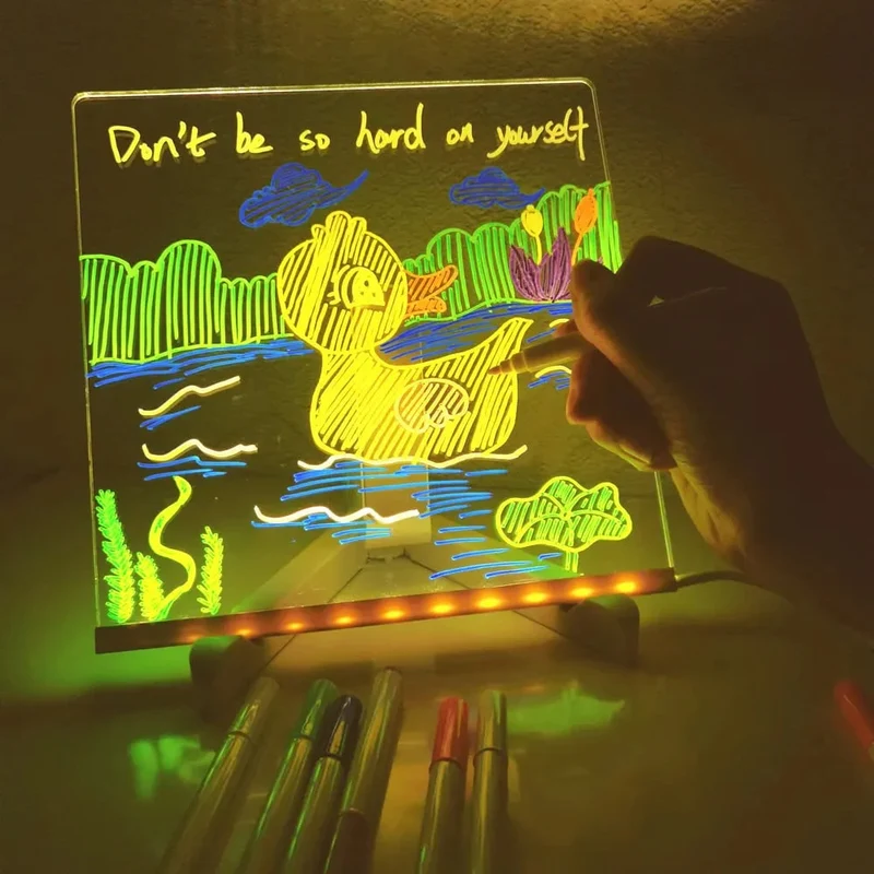 Acrylic LED Dry-Erase Drawing Board for Children with Stand and USB Power