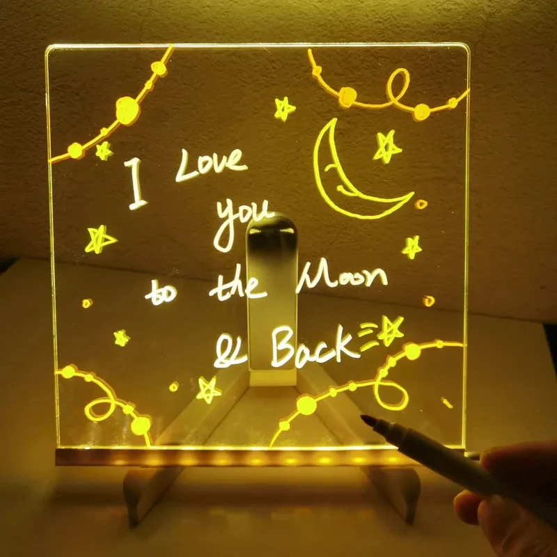Acrylic LED Dry-Erase Drawing Board for Children with Stand and USB Power