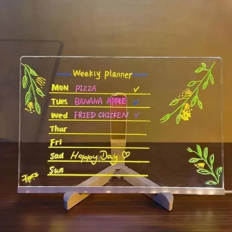 Acrylic LED Dry-Erase Drawing Board for Children with Stand and USB Power