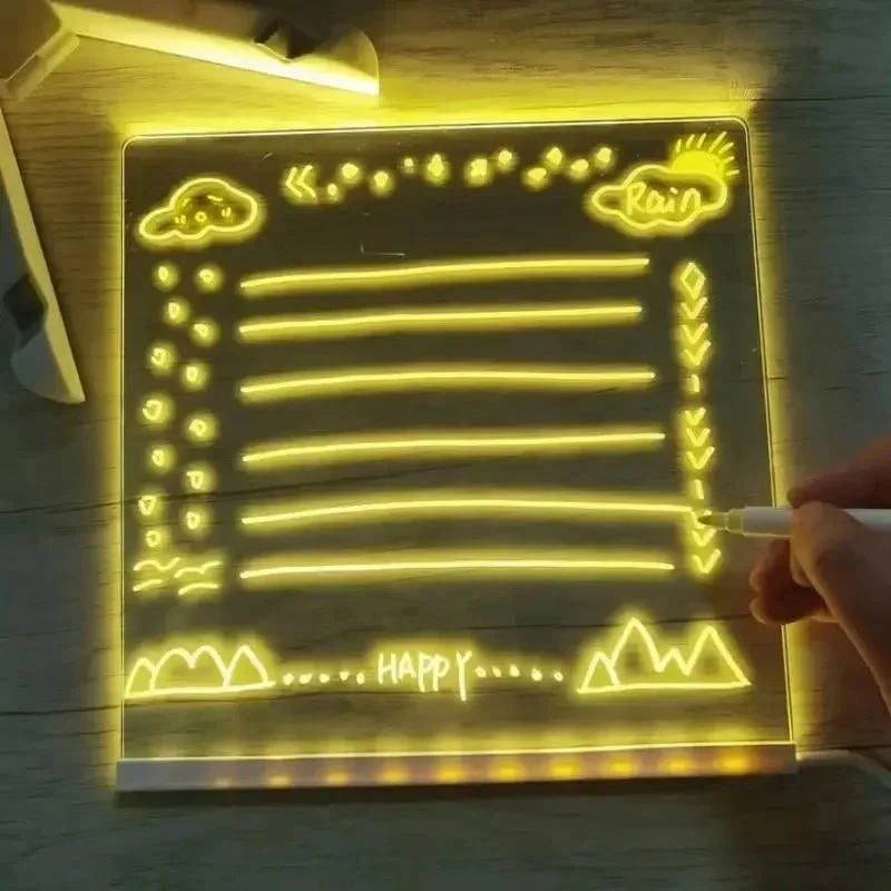 Acrylic LED Dry-Erase Drawing Board for Children with Stand and USB Power