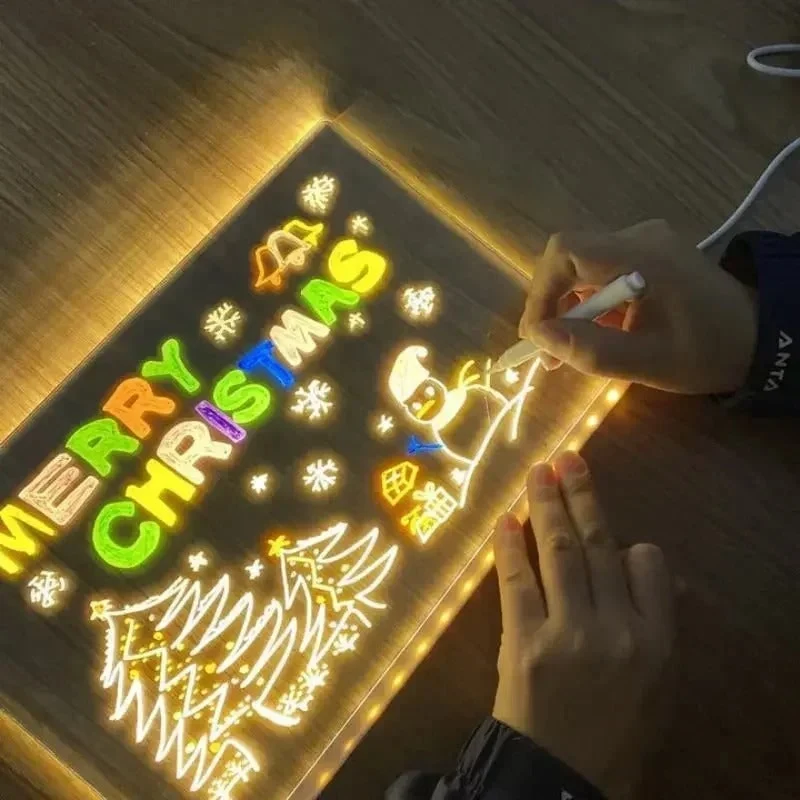 Acrylic LED Dry-Erase Drawing Board for Children with Stand and USB Power