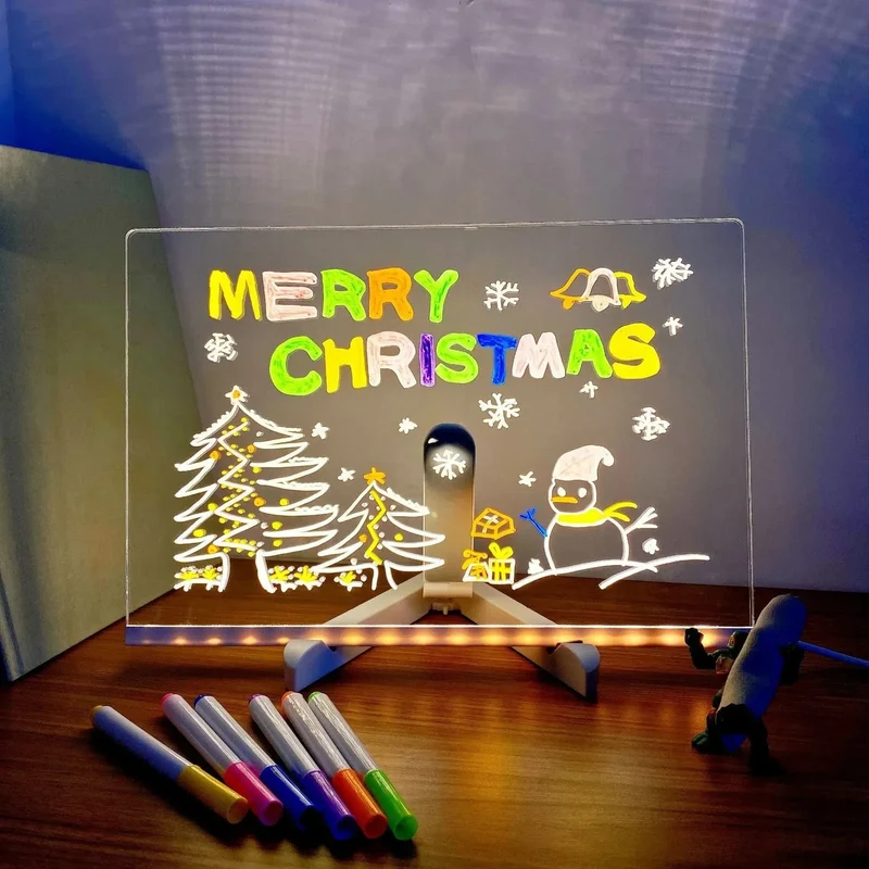 Acrylic LED Dry-Erase Drawing Board for Children with Stand and USB Power