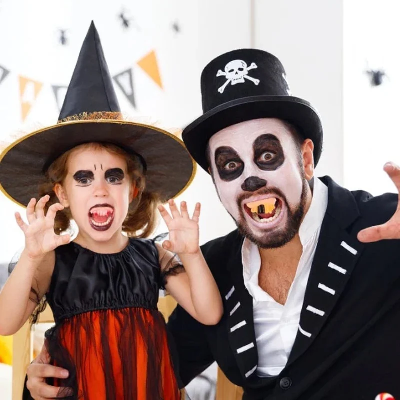 Halloween Fake Vampire Teeth with Flexible Caps and Fake Blood for Children and Adults