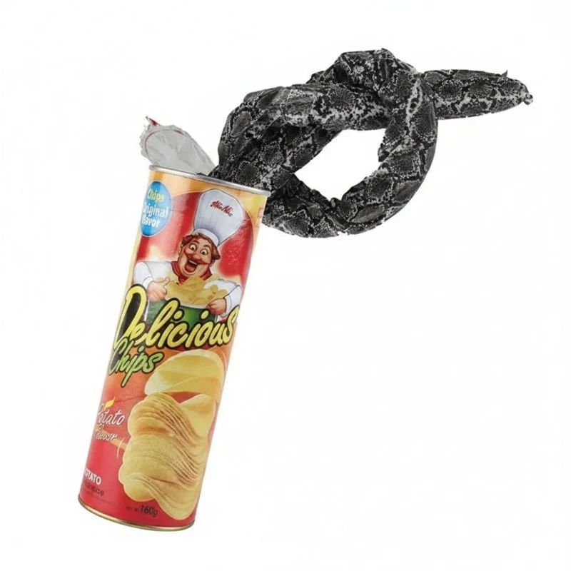 Halloween Prank Can with a Spring-Loaded Fake Snake for Parties, Snake in a Can