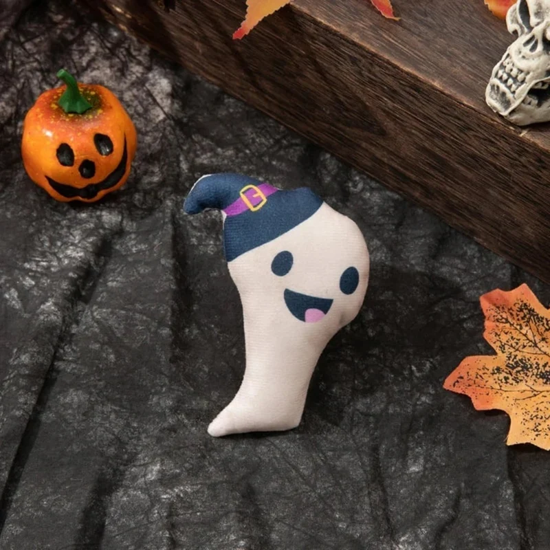 Halloween Plush Cat Toy Ghost Pumpkin Skeleton Themed Scratching Post Litter Box Food