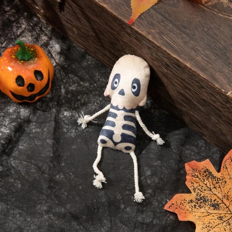 Halloween Plush Cat Toy Ghost Pumpkin Skeleton Themed Scratching Post Litter Box Food