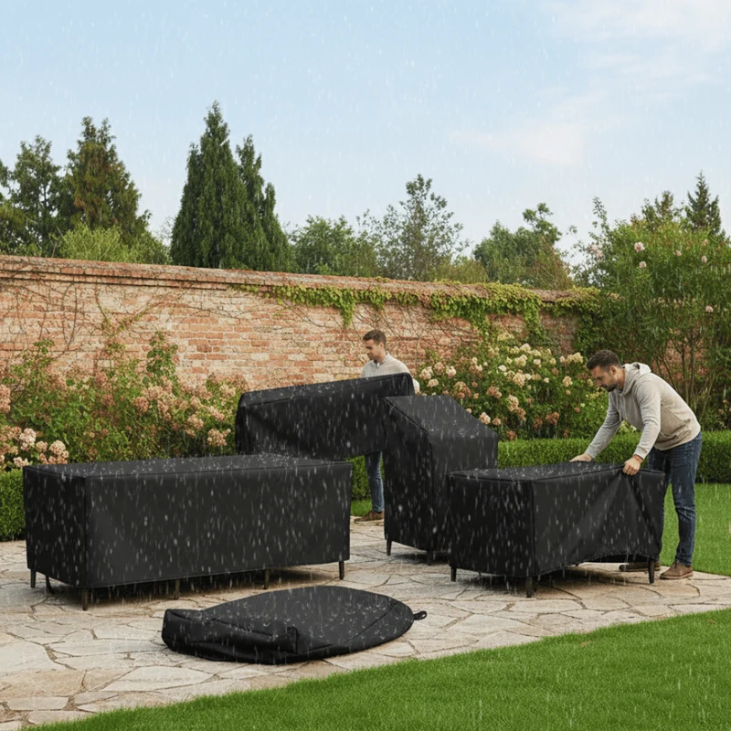 Waterproof Cover for Garden Chairs, Armchairs, and Balcony Furniture, Foldable, for a Table