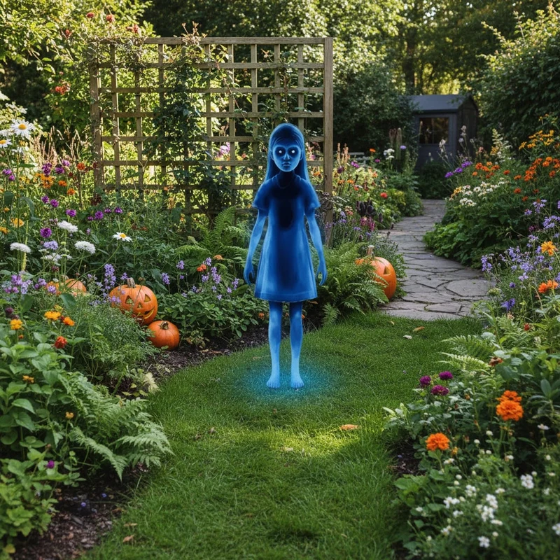 Halloween Illuminated Garden Ghost with LED Eyes and Motion Sensor