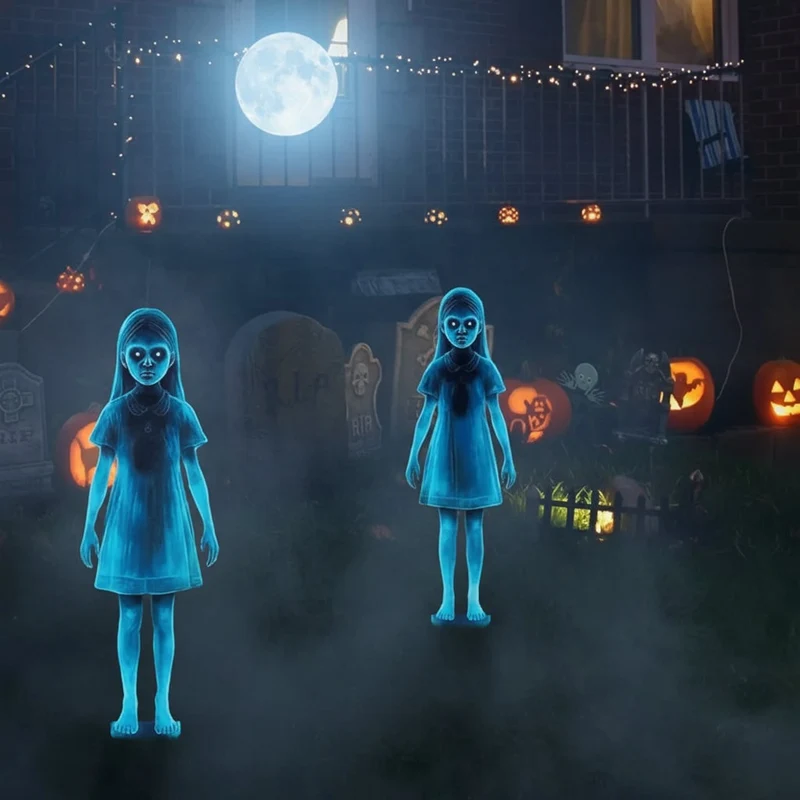 Halloween Illuminated Garden Ghost with LED Eyes and Motion Sensor