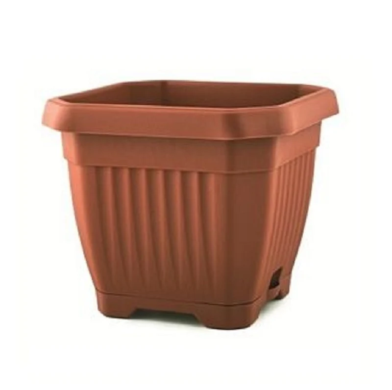 Vaso Quadrato Flower 25 Cm Terracotta