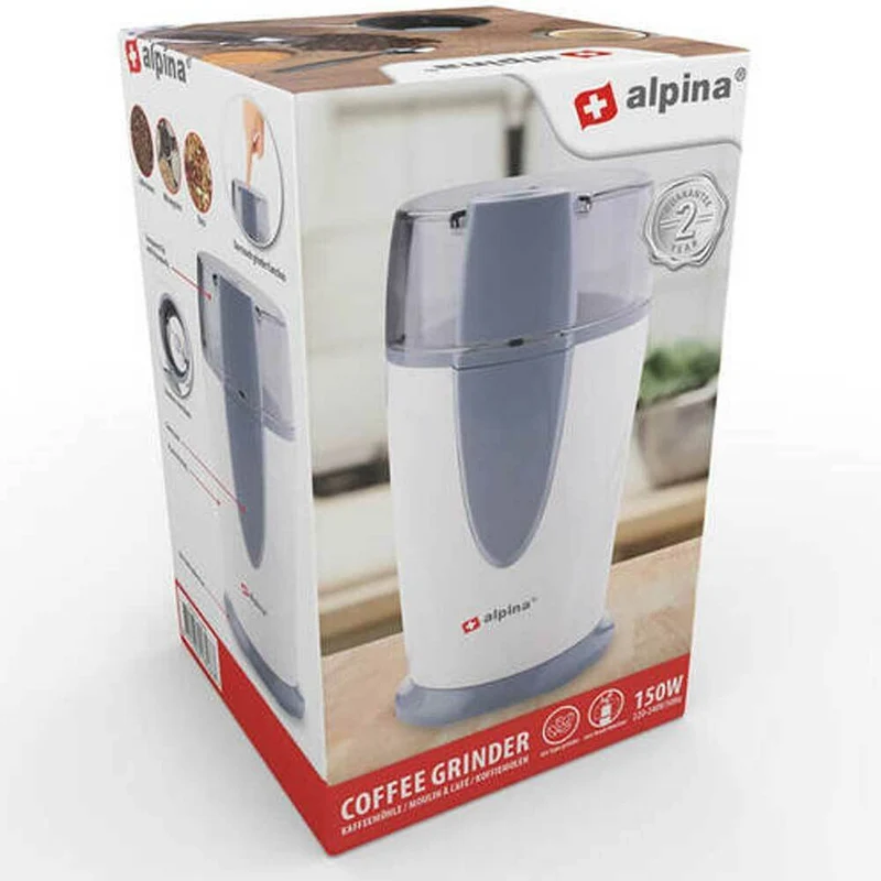 Macina Caffe Macinino Elettrico Spezie Legumi Macinacaffe Lame Acciaio Bianco
