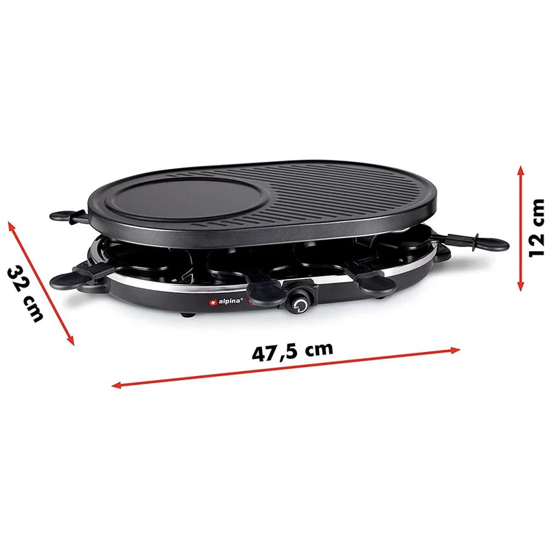 Raclette Barbecue Grill 1200W Piastra Elettrica Ghisa Antiaderente Da Tavolo