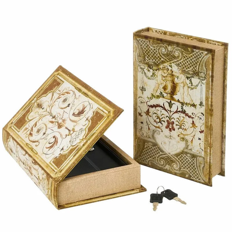 Cassaforte Cassetta Di Sicurezza Finto Libro Stampa Classica 2 Chiavi 16x24x5cm