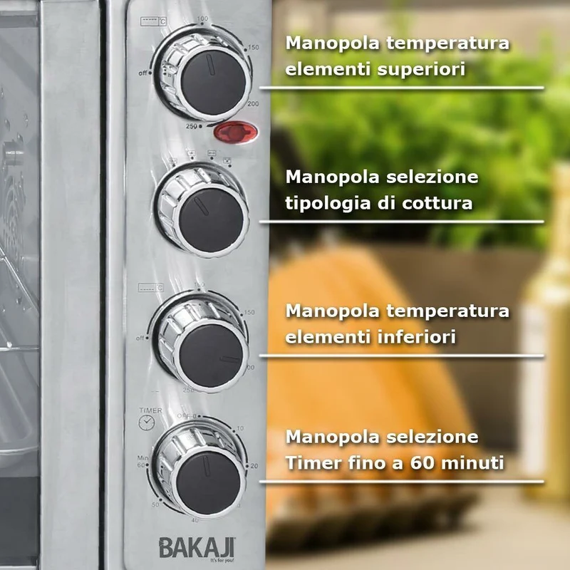 Forno Fornetto Elettrico Ventilato 55 lt 2200 W Luce Doppia Porta Girarrosto