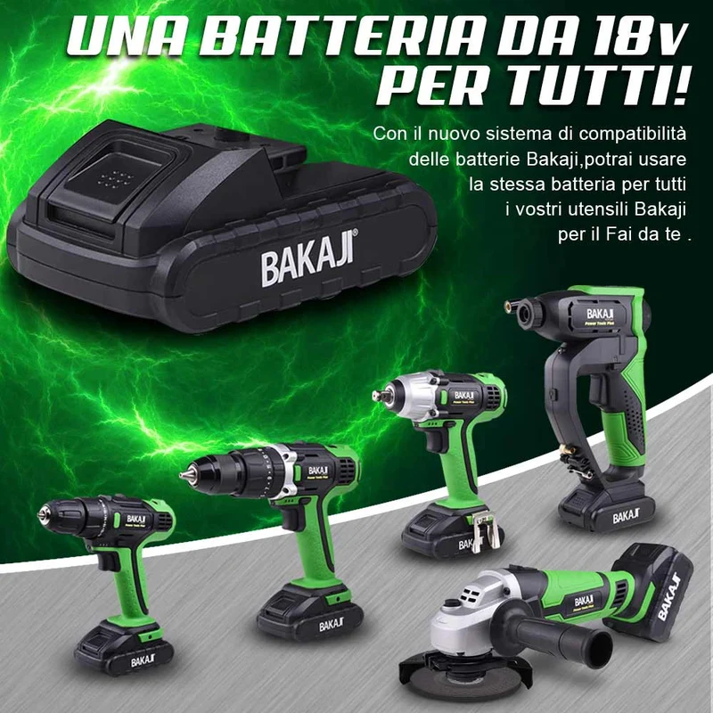 Smerigliatrice Angolare 115mm Batteria 18V 3AH Ricaricabile + Disco e Valigetta