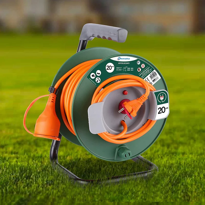 Avvolgicavo prolunga da giardino 20 Mt spina con coperchio anti-sporco 3200W Max. GARDEN 49234