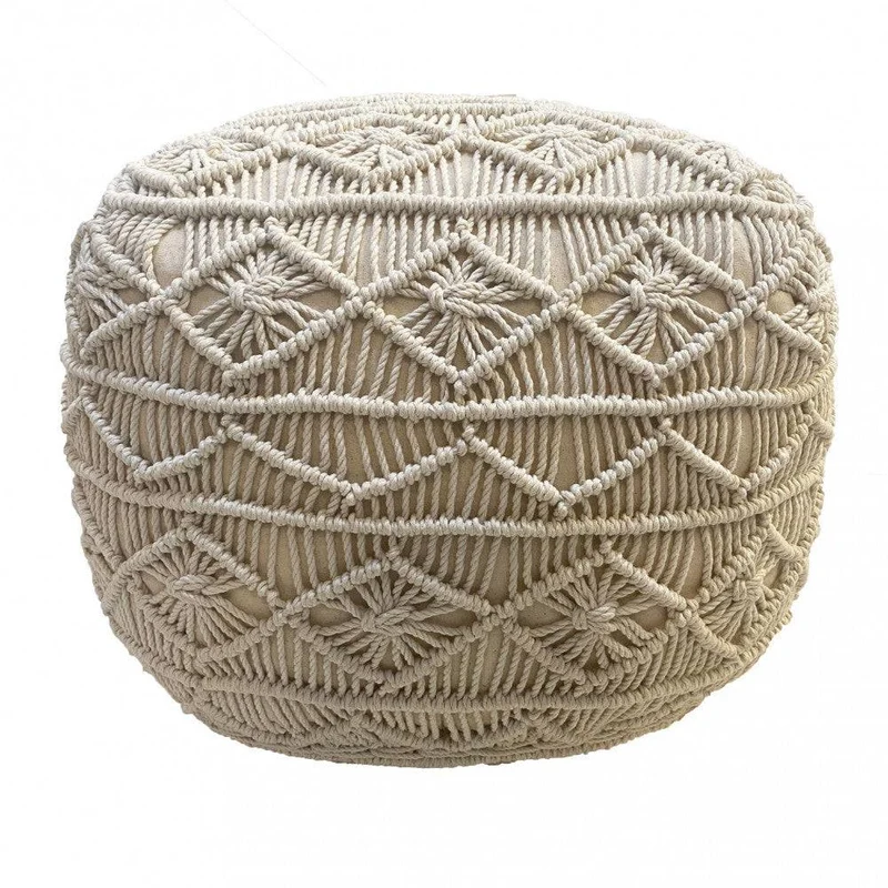 Pouf Bengasi: Quadrato, Bianco, Cotone, 45x45x45cm