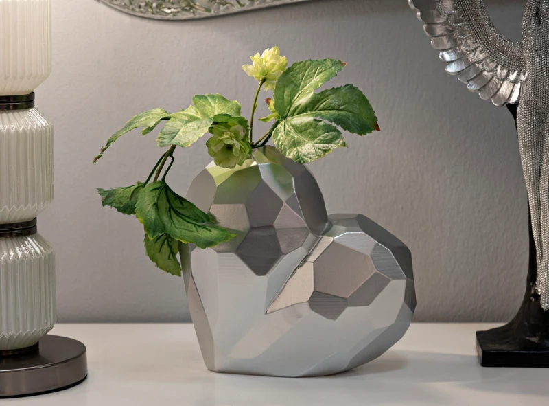 Vaso Heart Silver Cm 19X9X18 Elegante e Moderno