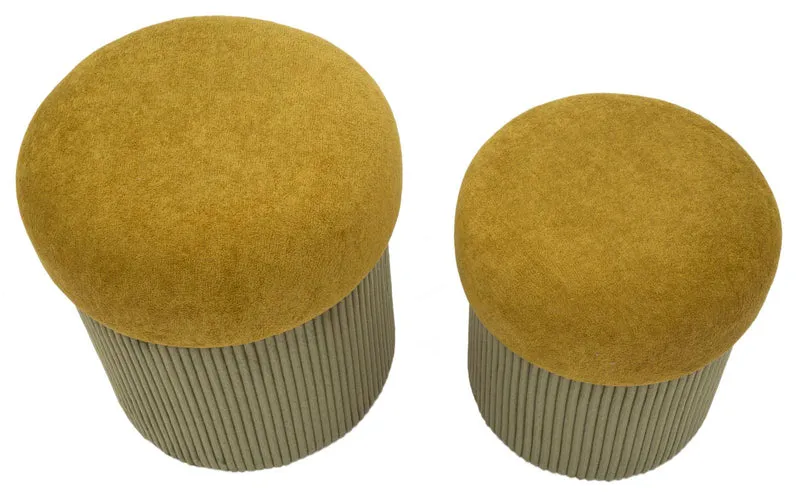 Puff C/Contenitore Aspen Verde Set 2 Pz Ø 42X44-35X37
