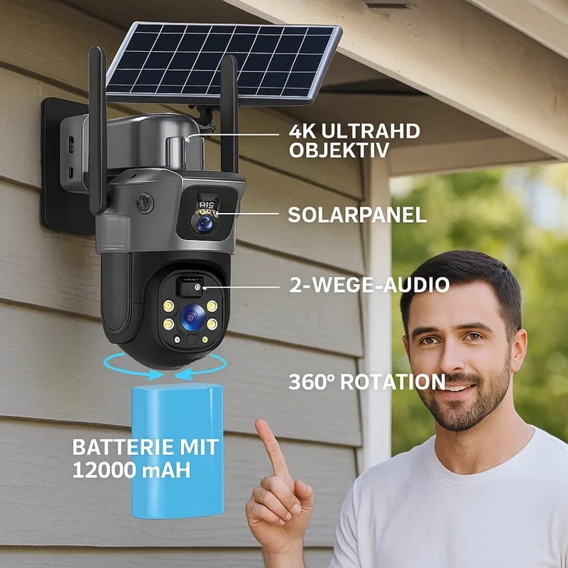 Überwachungskamera mit Solarpanel | GuardVision