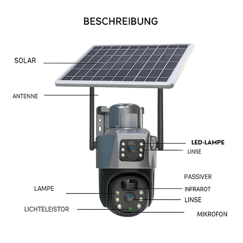 Überwachungskamera mit Solarpanel | GuardVision