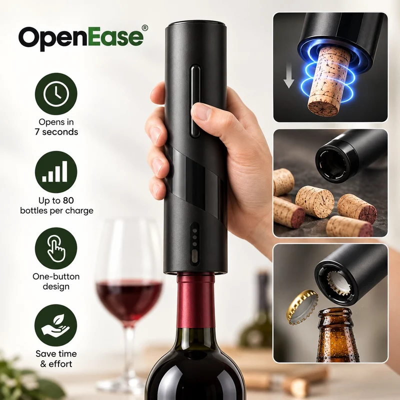 Flaschenöffner Geschenkset für Wein & Bier | OpenEase