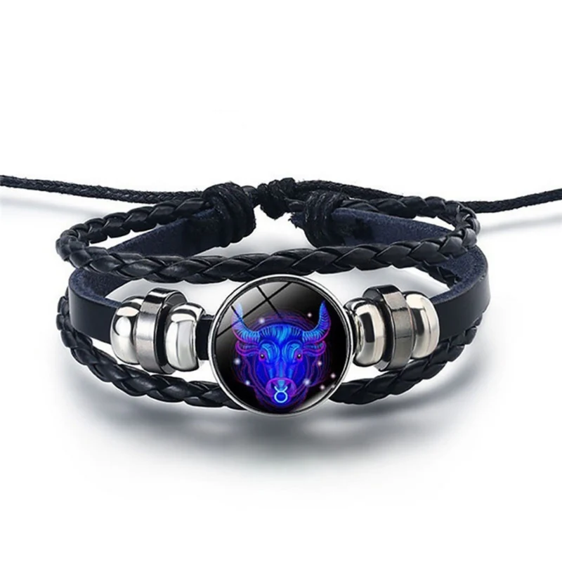 Sterrenbeeld armband – verstelbaar gevlochten design met blauwe steen