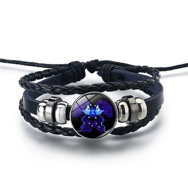 Sterrenbeeld armband – verstelbaar gevlochten design met blauwe steen