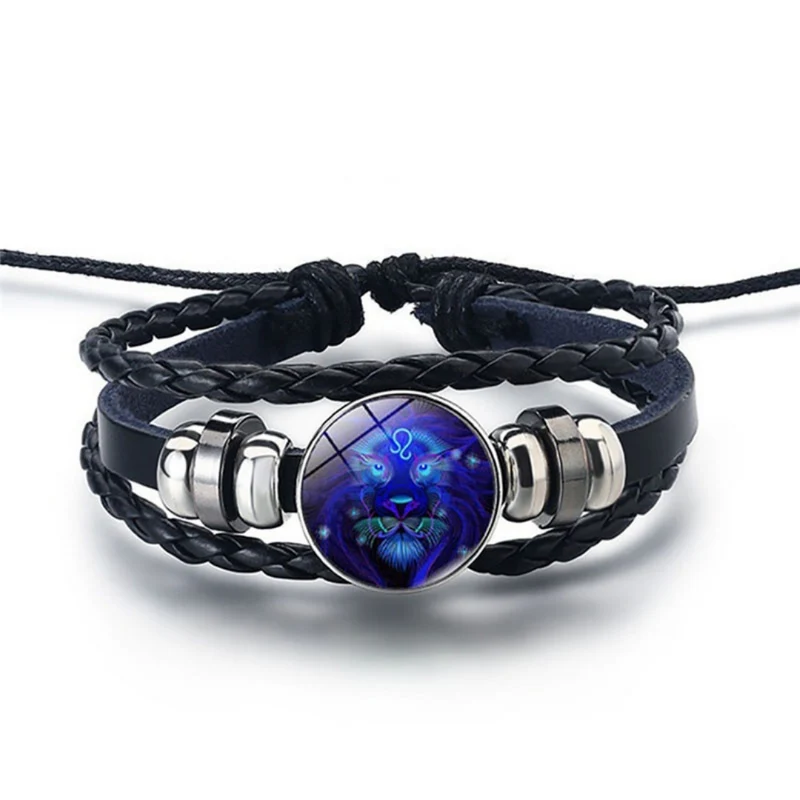 Sterrenbeeld armband – verstelbaar gevlochten design met blauwe steen