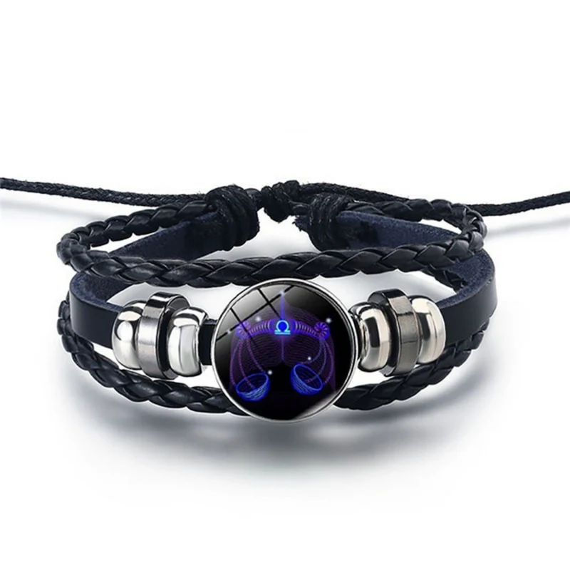 Sterrenbeeld armband – verstelbaar gevlochten design met blauwe steen