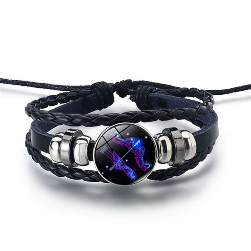 Sterrenbeeld armband – verstelbaar gevlochten design met blauwe steen