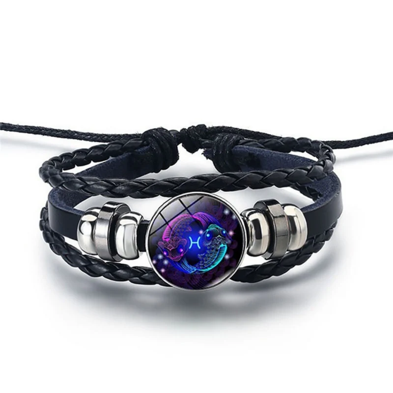 Sterrenbeeld armband – verstelbaar gevlochten design met blauwe steen