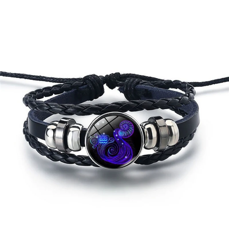 Sterrenbeeld armband – verstelbaar gevlochten design met blauwe steen