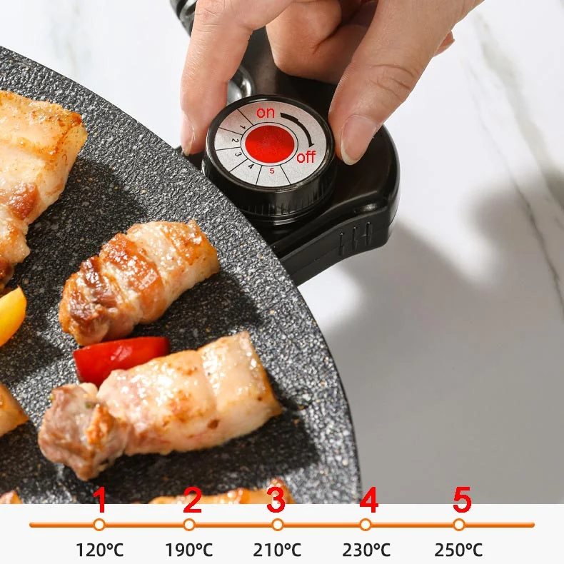 Elektrische Grillplaat – Rookarm Grillen met Anti-Aanbaklaag & 5 Warmtestanden
