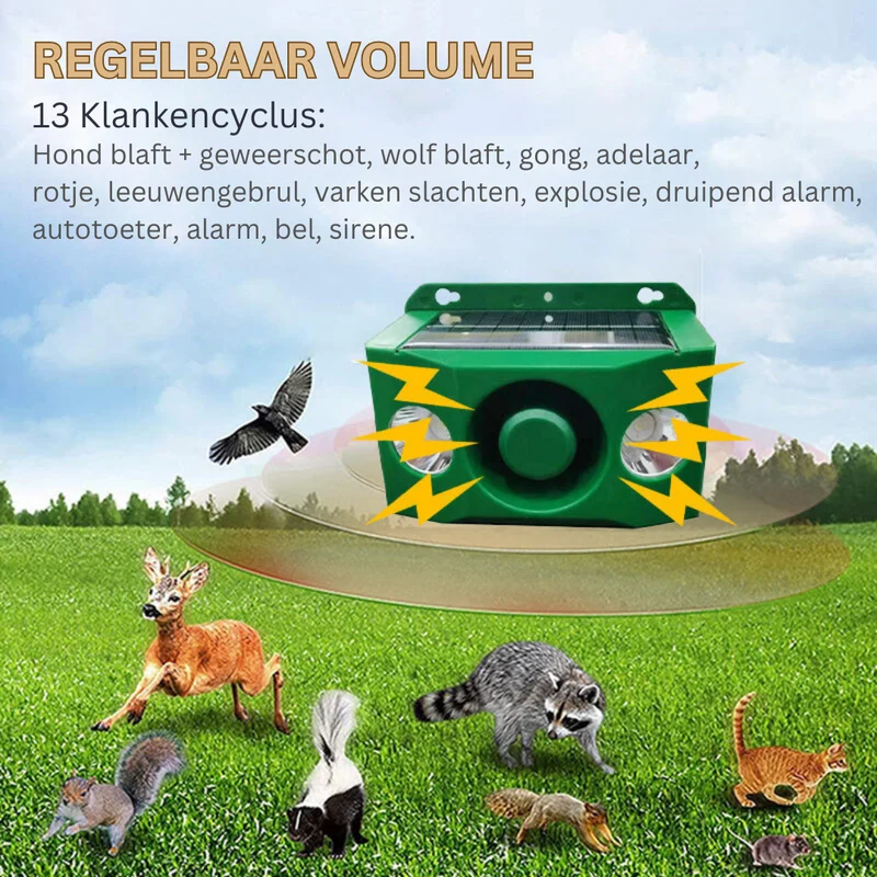 Dierenafschrik Apparaat – Bewegingssensor, Zonne-energie & Weerbestendig