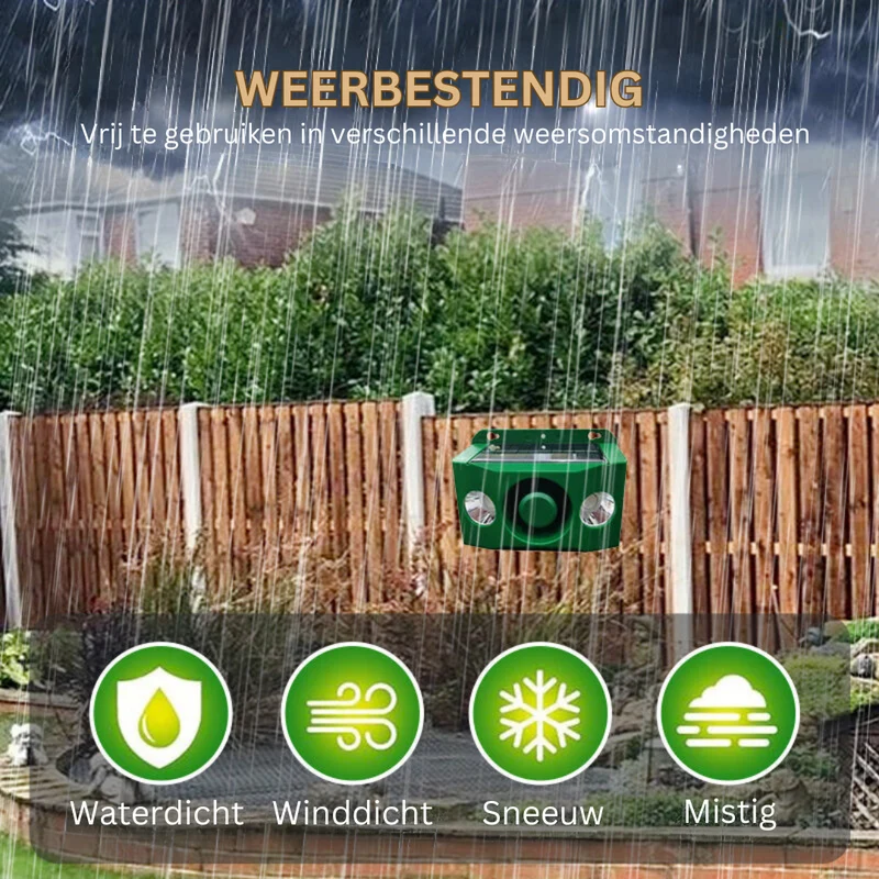 Dierenafschrik Apparaat – Bewegingssensor, Zonne-energie & Weerbestendig