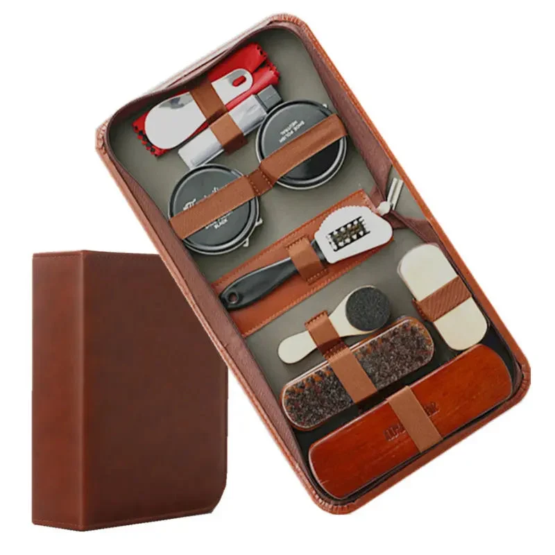 Schoenverzorgingsset – 9 Delige Complete Set met Paardenhaar Borstels