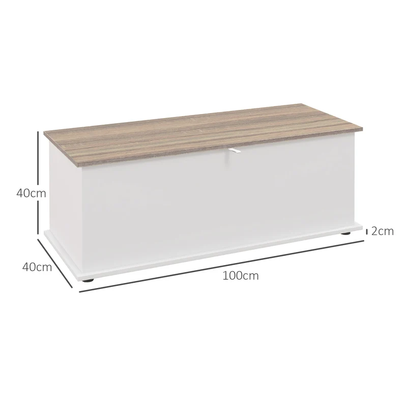 Panca Contenitore Multiuso 100x40x40 cm in Legno Bianco