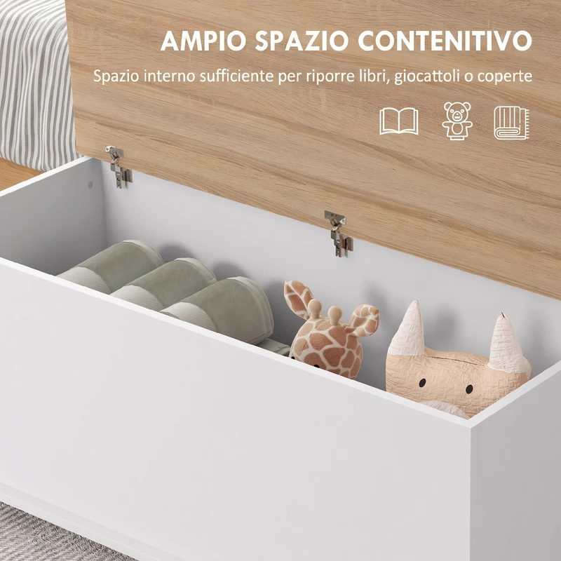 Panca Contenitore Multiuso 100x40x40 cm in Legno Bianco
