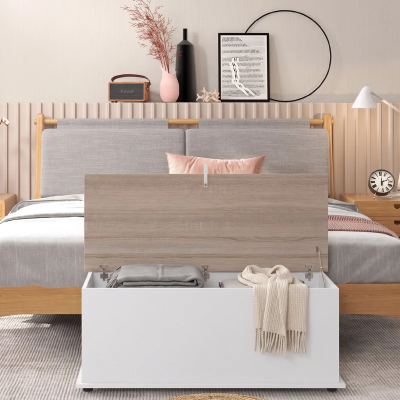 Panca Contenitore Multiuso 100x40x40 cm in Legno Bianco