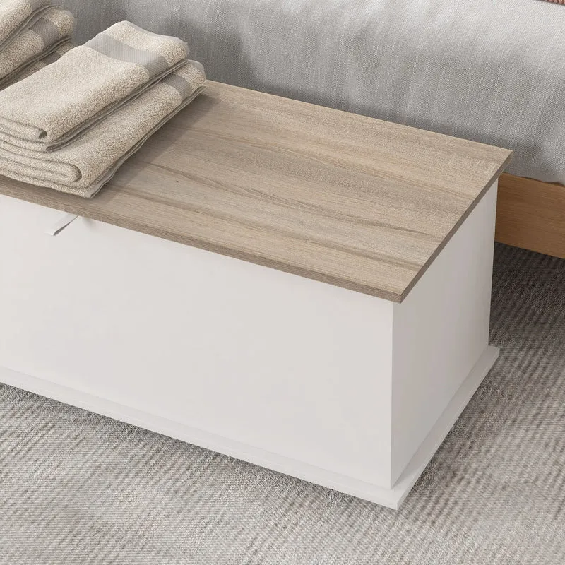 Panca Contenitore Multiuso 100x40x40 cm in Legno Bianco