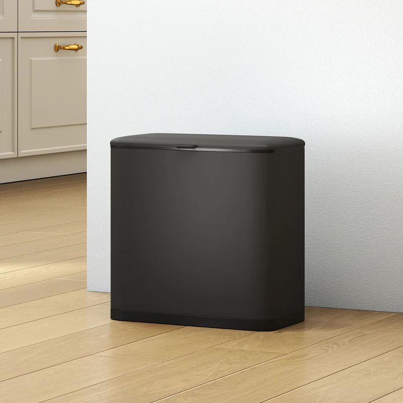 Pattumiera 29,7x17,4x30 cm Capienza da 8L con Coperchio e Secchio Interno Rimovibile in Acciaio Inox Nero